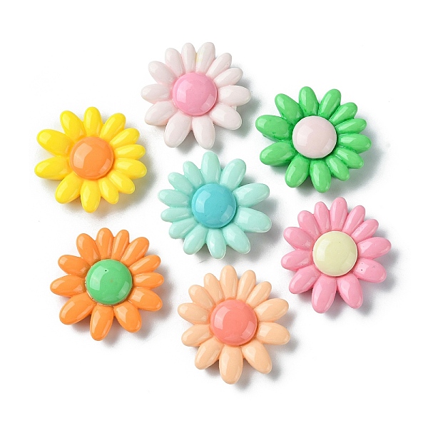 

PandaHall Opaque Resin Cabochons, Flower, Mixed Color, 26.5x29x7mm Resin Flower Multicolor