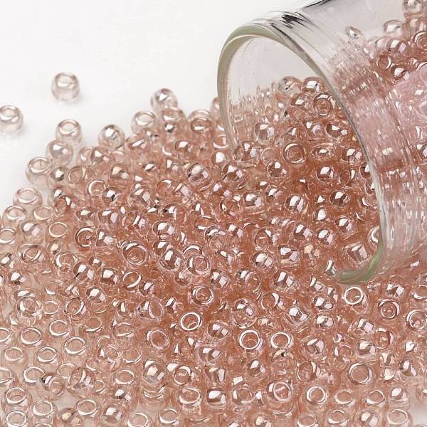 

PandaHall TOHO Round Seed Beads, Japanese Seed Beads, (631) Light Rosaline Transparent Luster, 8/0, 3mm, Hole: 1mm, about 1110pcs/50g Glass..., Pink