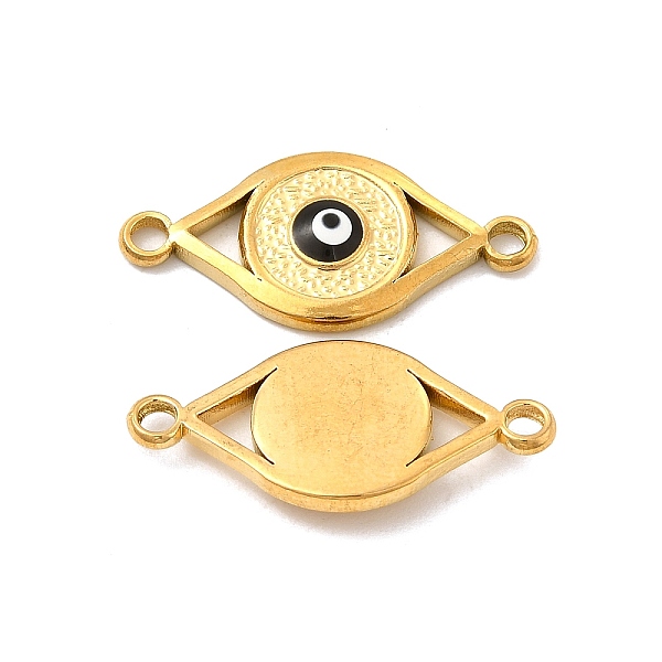 

PandaHall 201 Stainless Steel Enamel Connector Charms, Real 24K Gold Plated, Eye Links, Black, 23.5x11x2.5mm, Hole: 1.8mm 201 Stainless...