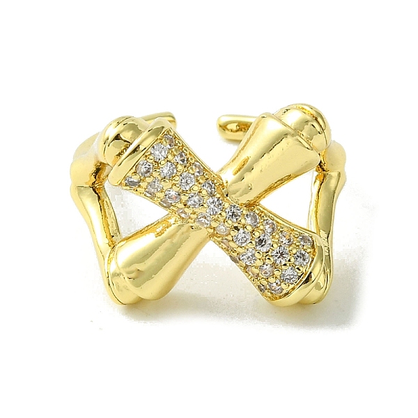 Brass Micro Pave Cubic Zirconia Open Cuff Ring