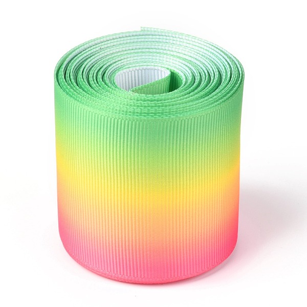 

PandaHall Gradient Rainbow Polyester Ribbon, Single Face Printed Grosgrain Ribbon, for Crafts Gift Wrapping, Party Decoration, Colorful, 2...