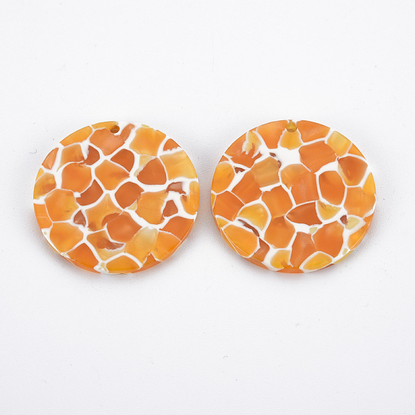 

PandaHall Cellulose Acetate(Resin) Pendants, Flat Round, Dark Orange, 29.5x2.5mm, Hole: 1.6mm Cellulose Acetate Flat Round