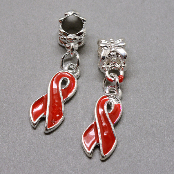 

PandaHall Alloy Enamel European Dangle Charms, Large Hole Pendants, Awareness Ribbon, Silver, Red, 30mm, Hole: 5mm Alloy+Enamel Awareness...