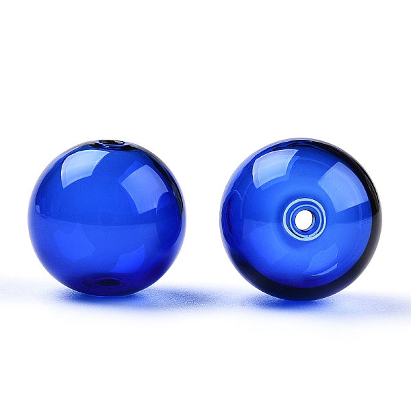 

PandaHall Transparent Blow High Borosilicate Glass Globe Beads, Round, for DIY Wish Bottle Pendant Glass Beads, Dark Blue, 18x17mm, Hole...