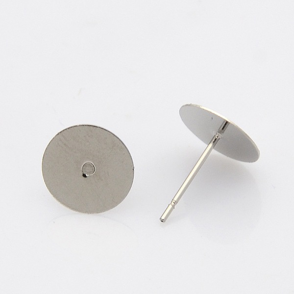 

PandaHall 304 Stainless Steel Stud Earring Findings, Stainless Steel Color, 12x10mm, Pin: 0.4mm 304 Stainless Steel Round