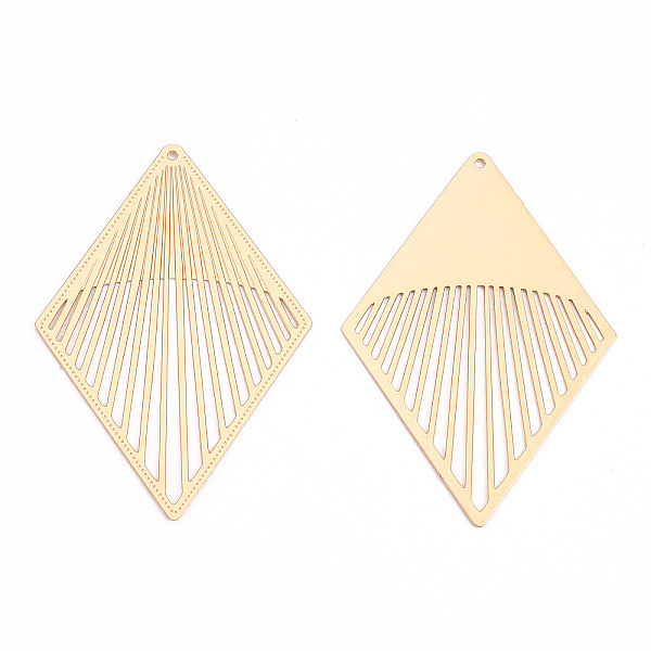 

PandaHall Rack Plating Brass Filigree Big Pendants, Long-Lasting Plated, Rhombus Charm, Nickel Free, Light Gold, 55.5x37x0.4mm, Hole: 1.2mm...
