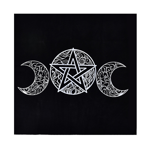 PandaHall Velvet Tarot Tablecloth for Divination, Tarot Card Pad, Pendulum Tablecloth, Square, Black, Moon Pattern, 490x490mm Velvet Moon...