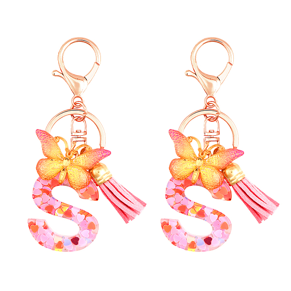 

PandaHall GLOBLELAND Initial letter pendant Resin Keychain with Tassel Alphabet Keychain for Women Gradient Pendant Key Ring Purse Charms...