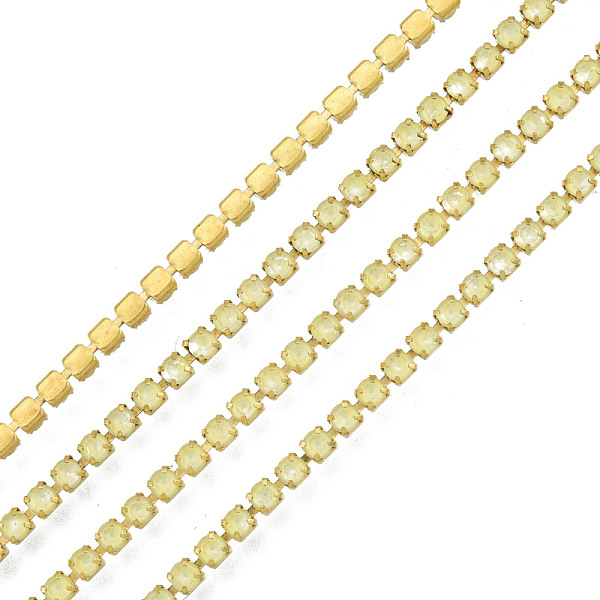 

PandaHall Brass Rhinestone Strass Chains, Rhinestone Cup Chain, Imitate Fluorescent Style, Raw(Unplated), Jonquil, 2x2mm, about 23.62 Feet..., Yellow