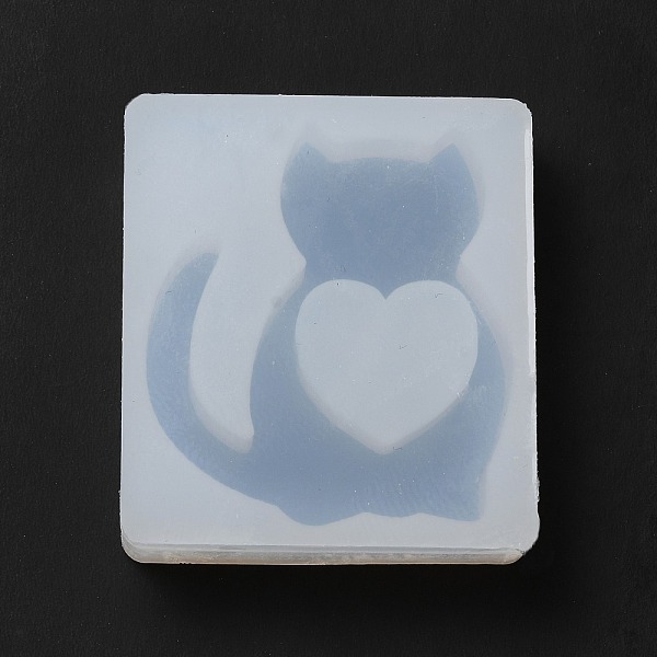

PandaHall DIY Quicksand Silicone Molds, Resin Casting Molds, for UV Resin, Epoxy Resin Craft Making, Cat with Heart, White, 54.5x49x12mm...