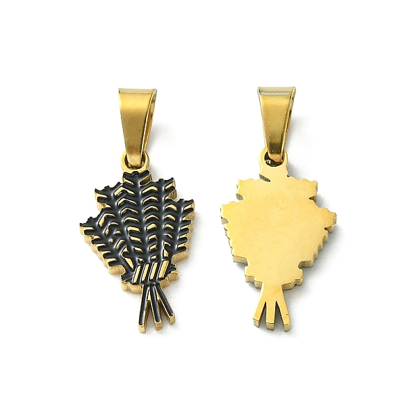 

PandaHall Ion Plating(IP) 304 Stainless Steel Manual Polishing Pendants, with Enamel and 201 Stainless Steel Clasp, Wheat Charms, Golden..., Black