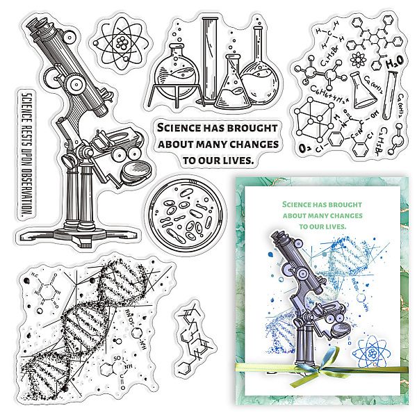 

PandaHall CRASPIRE Science Clear Rubber Stamps Experiment DNA Microscope Test Tube Beaker Transparent Vintage Postmark Silicone Seals Stamp...