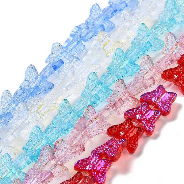

PandaHall Transparent Glass Beads Strands, Butterfy, Mixed Color, 12.5x15.5x5mm, Hole: 1mm, about 25pcs/strand, 9.84 inch(25cm) Glass..., Multicolor