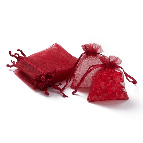 

PandaHall Organza Gift Bags with Drawstring, Jewelry Pouches, Wedding Party Christmas Favor Gift Bags, Dark Red, 9x7cm Organza Rectangle