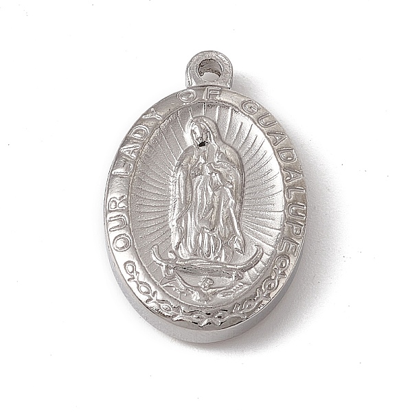 

PandaHall 304 Stainless Steel Pendants, Oval with Virgin Mary Charm, Stainless Steel Color, 23x15x4mm, Hole: 1.6mm 304 Stainless Steel Oval