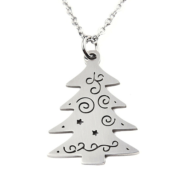 

PandaHall Christmas Theme, 201 Stainless Steel Pendant Necklaces, with Cable Chains and Lobster Claw Claspss, Christmas Tree, Stainless...