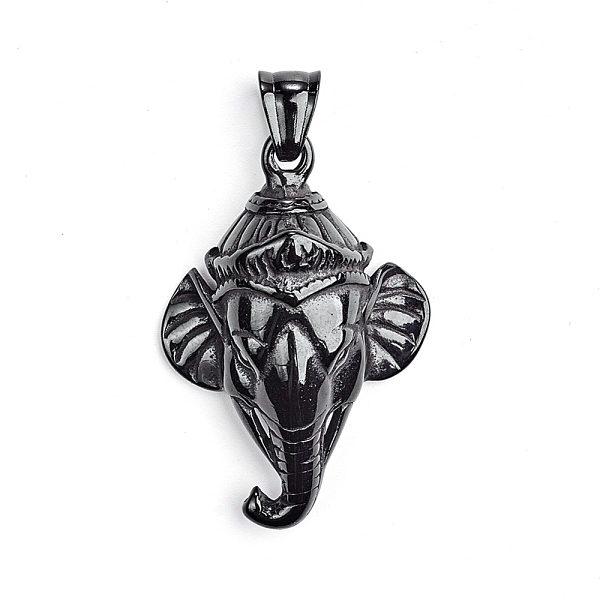 

PandaHall 304 Stainless Steel Pendants, Elephant, Electrophoresis Black, 42x29x10mm, Hole: 6mm 304 Stainless Steel Elephant