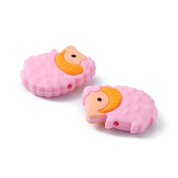 

PandaHall Food Grade Eco-Friendly Silicone Beads, Chewing Beads For Teethers, DIY Nursing Necklaces Making, Sheep, Pearl Pink, 21x28x8mm...