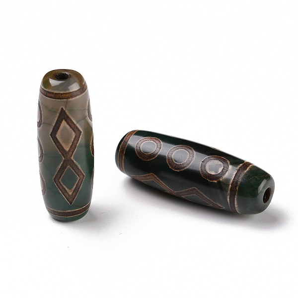 

PandaHall Tibetan Style dZi Beads, Natural Agate Beads, Dyed & Heated, Oval, 6-Eye, 28.5~32x10~12.5mm, Hole: 1.5~3mm Tibetan Agate Oval