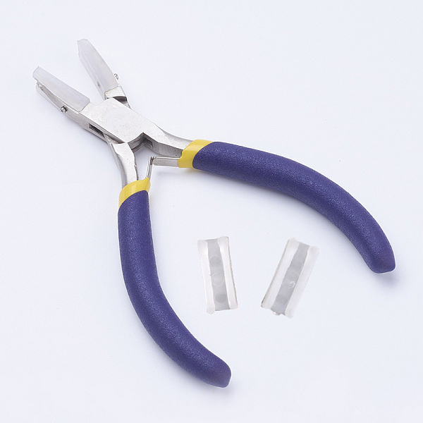 

PandaHall 45# Carbon Steel Jewelry Pliers, Flat Nose Pliers, Nylon Jaw Pliers, Ferronickel, Stainless Steel Color, 13.4x8x1.2cm Carbon Steel