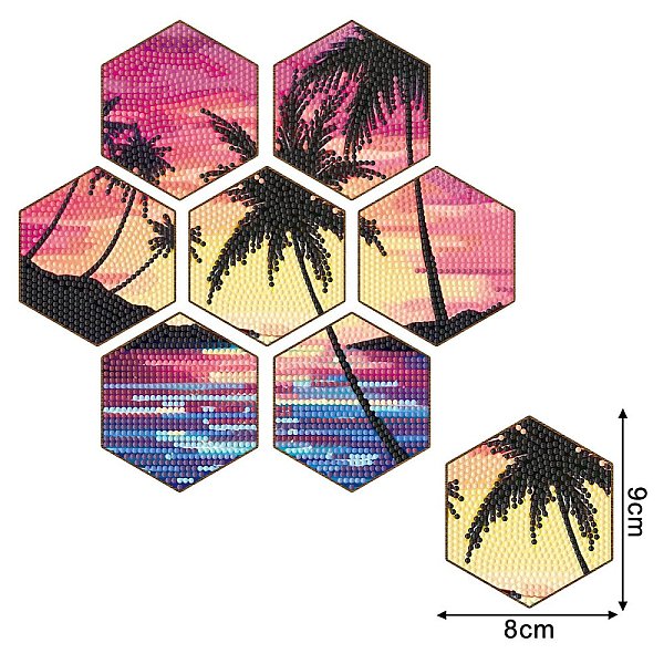 

PandaHall DIY Cup Mats Diamond Painting Kits, Including Hexagon Coasters, Resin Rhinestones, Diamond Sticky Pen, Tray Plate and Glue Clay...