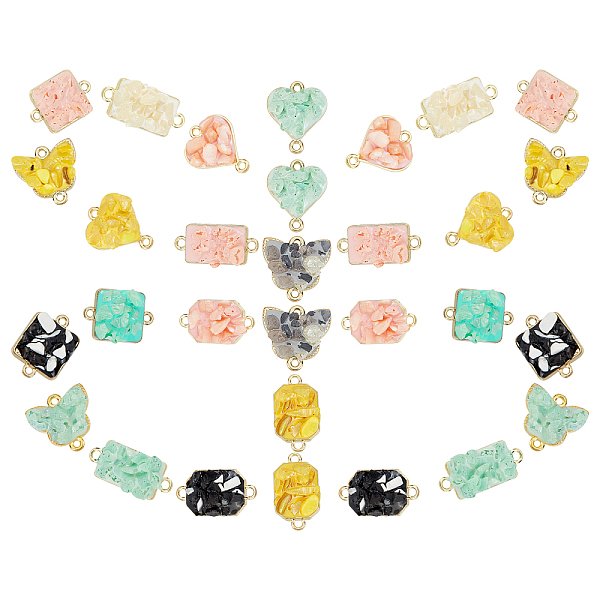 

PandaHall SUNNYCLUE Alloy Links Connectors, with Gemstone and Enamel, Light Gold, Mixed Color, 24.5x11.5x4~7mm, Hole: 2mm, 30pcs/box..., Multicolor