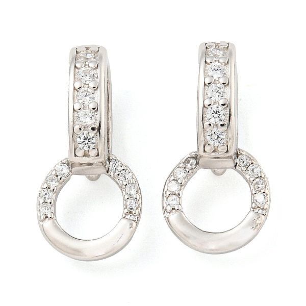 

PandaHall 925 Sterling Silver Micro Pave Clear Cubic Zirconia Twister Clasps, Rings, Real Platinum Plated, 16.5mm Sterling Silver Ring
