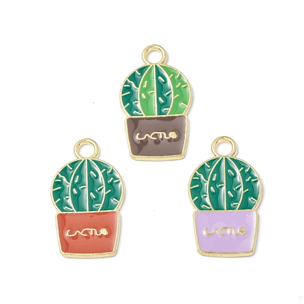 

PandaHall Alloy Enamel Pendants, Cactus Charm, Golden, Mixed Color, 22x12.5x1mm, Hole: 2.5mm Alloy+Enamel Cactus Multicolor