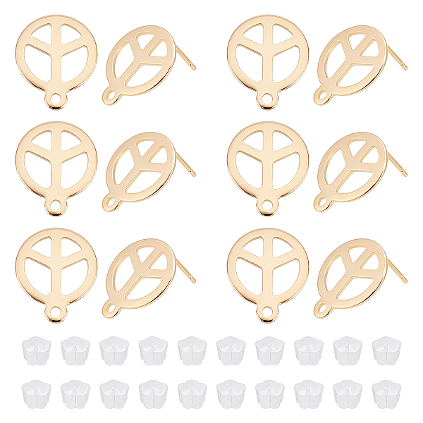 

PandaHall UNICRAFTALE 30Pcs Golden Peace Stud Earrings 201 Stainless Steel Peace Sign Stud Earring Finding Real 24K Gold Plated Earring...