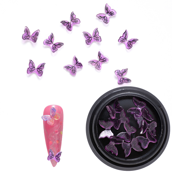 

PandaHall Resin Cabochons, Nail Art Decoration Accessories, 3D Butterfly, Medium Purple, 6~7x7~8x3mm, 10pcs/box Resin Butterfly Purple