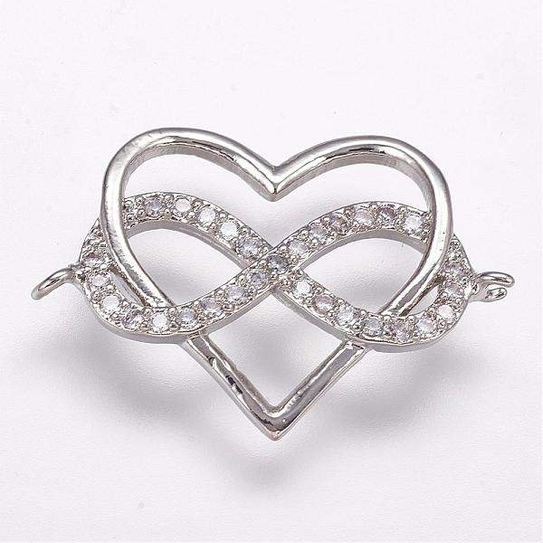 

PandaHall Brass Micro Pave Cubic Zirconia Links, Heart and Infinity, Polyamory Charm, Platinum, 15x22.5x2mm, Hole: 1mm Brass+Cubic Zirconia...