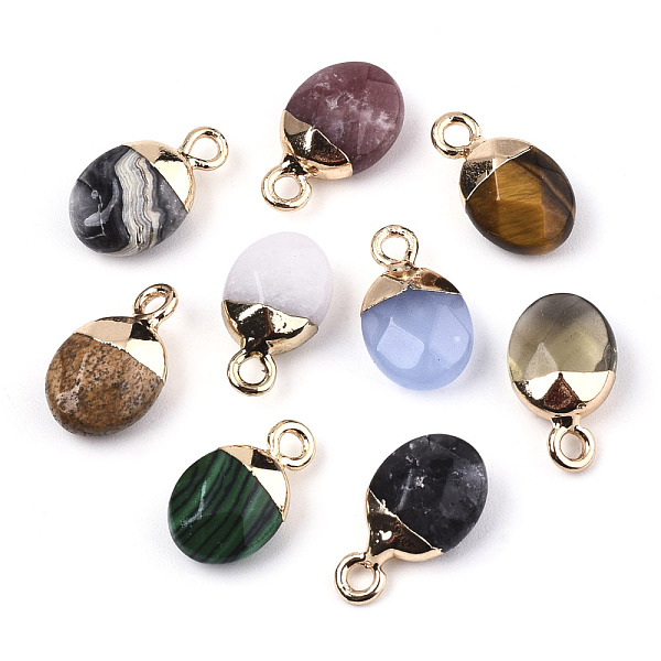 

PandaHall Glass/Natural & Synthetic Gemstone Charms, Top Light Gold Plated, with Iron Loop, Oval, Faceted, Mixed Dyed and Undyed, Mixed..., Multicolor