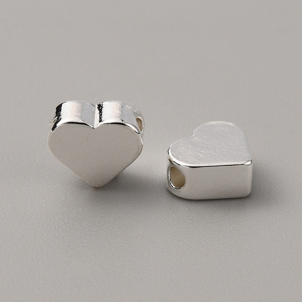 

PandaHall Brass Beads, Heart, Silver, 6x7x3mm, Hole: 1.6mm Brass Heart