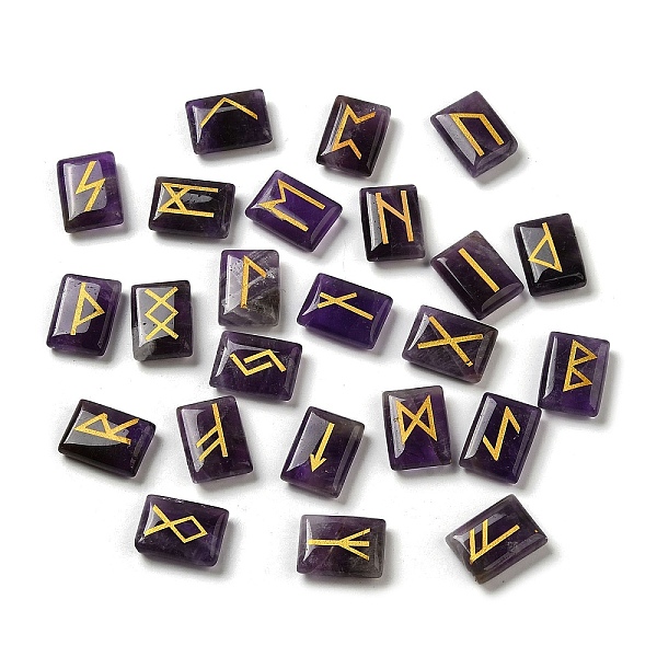 

PandaHall 24Pcs Rectangle Natural Amethyst Rune Stones, Healing Stones for Chakras Balancing, Crystal Therapy, Meditation, Reiki, Divination...