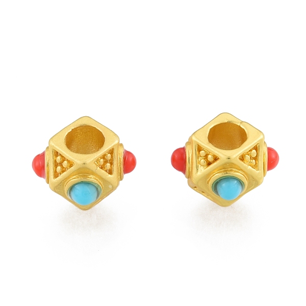 

PandaHall Alloy Enamel Beads, Matte Style, Hexagon, Matte Gold Color, 7.5x7.5x6mm, Hole: 3mm Alloy+Enamel Hexagon
