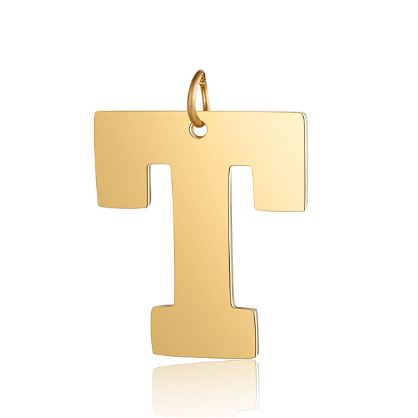 

PandaHall 201 Stainless Steel Pendants, Letter, Golden, Letter.T, 30x27x1.5mm, Hole: 4.5mm 201 Stainless Steel Letter T