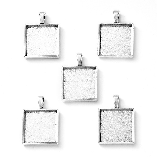 

PandaHall Tibetan Style Alloy Pendant Cabochon Settings, Plain Edge Bezel Cups, Lead Free & Nickel Free, Square, Antique Silver, Tray...