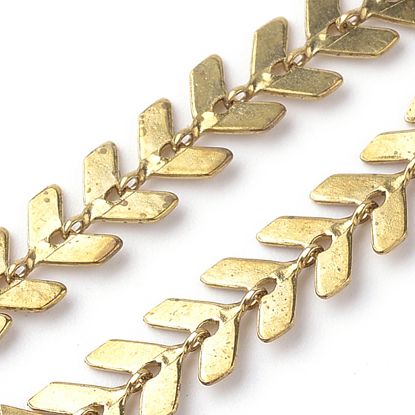 

PandaHall 3.28 Feet Brass Chains, Soldered, Fishbone, Raw(Unplated), 7x6mm Brass