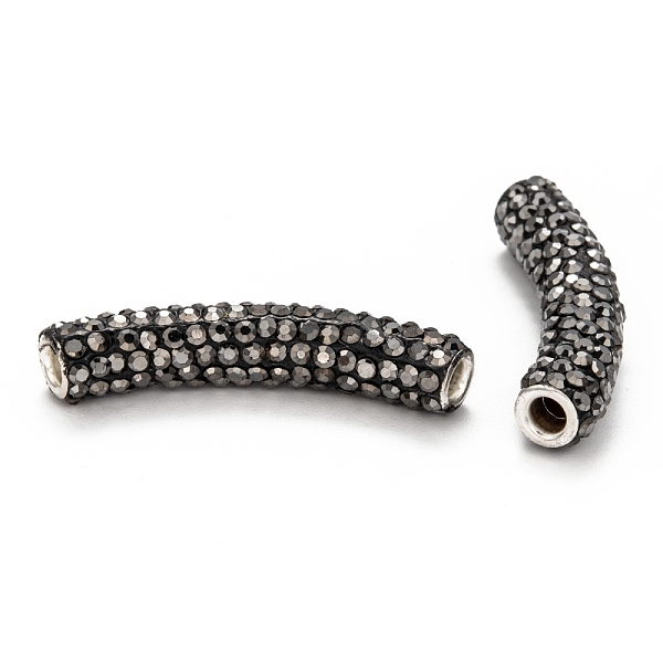 

PandaHall Brass Middle East Rhinestone Beads, Tube, Jet Hematite, 45~46.5x9mm, Hole: 4mm Brass+Rhinestone Tube Black