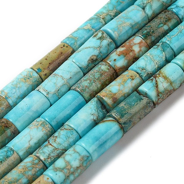 

PandaHall Natural Imperial Jasper Beads Strands, Dyed, Column, Turquoise, 8x4.5mm, Hole: 1.2mm, about 50pcs/strand, 15.75''(40cm) Imperial..., Green