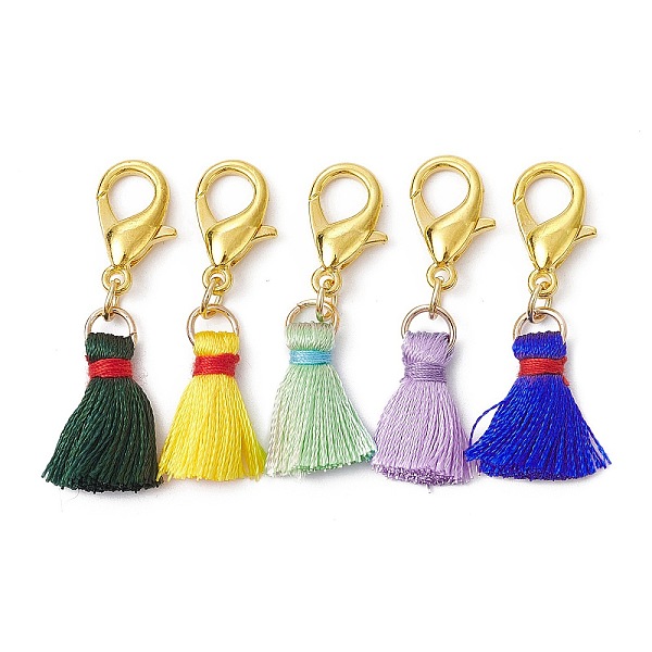 

PandaHall Nylon Thread Tassel Pendant Decorations, with Zinc Alloy Lobster Claw Clasps, Mixed Color, 35mm Nylon Others Multicolor
