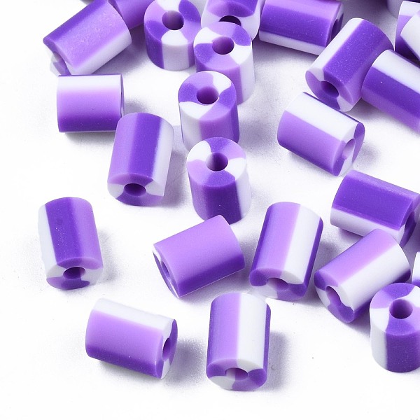 

PandaHall Handmade Polymer Clay Beads, 3 Tone, Column, Blue Violet, 5x2.5~6.5mm, Hole: 1.8mm Polymer Clay Column