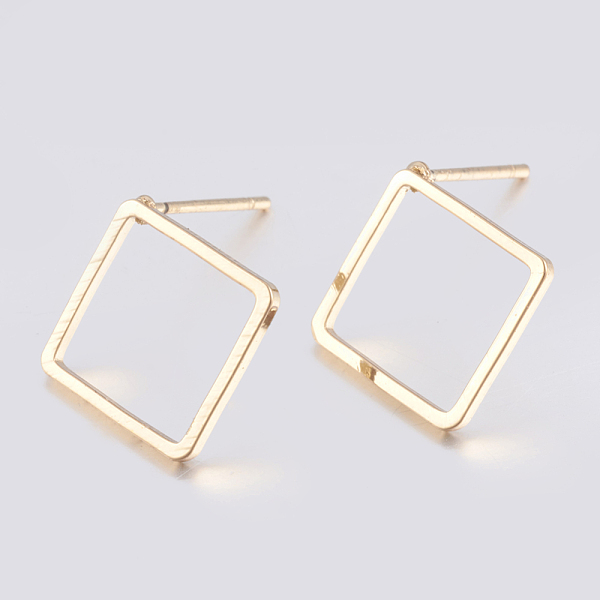 

PandaHall Brass Stud Earring Findings, Long-Lasting Plated, Rhombus, Light Gold, 16.5x16.5mm, Pin: 0.8mm Brass Rhombus