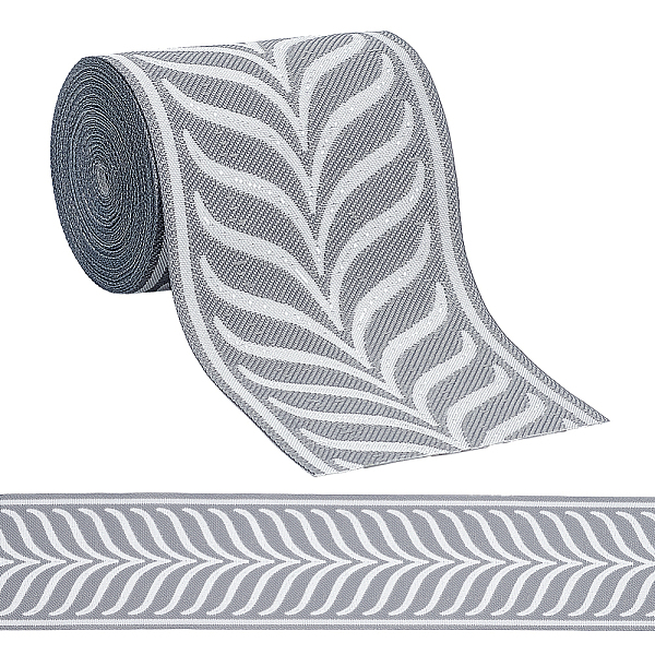 

PandaHall FINGERINSPIRE 5.5 Yards Embroidered Drapery Trim 3-3/8" Wide Dark Gray Curtain Trim Tape Polyester Jacquard Leaf Ribbon Jacquard...