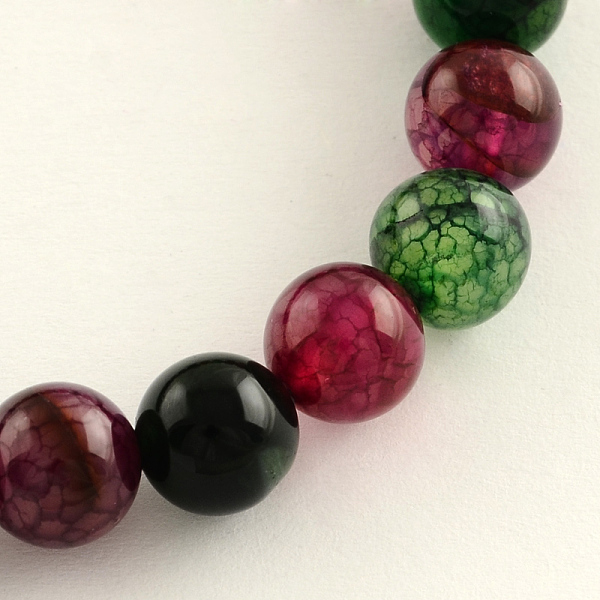 PandaHall Dyed Natural Agate Beads Strands, Round, 6mm, Hole: 1mm, about 63pcs/strand, 14.9 inch Multi-Color Agate Round