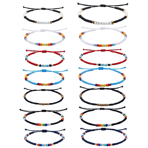

PandaHall 14Pcs 14 Style Glass Seed & 303 Stainless Steel Braided Bead Bracelets and Anklets Set, Friendship Jewelry for Women, Mixed Color..., Multicolor