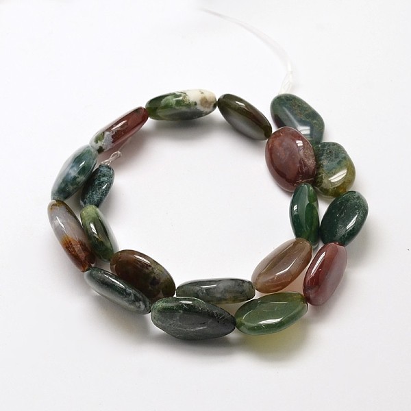 

PandaHall Natural Indian Agate Nuggets Beads Strands, 22~30x15~22x5~6mm, Hole: 1mm, about 10~13pcs/strand, 15.7 inch Indian Agate Nuggets