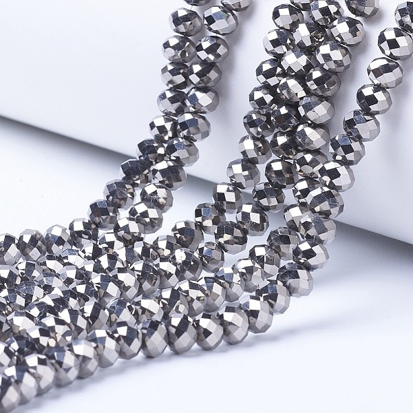 

PandaHall Electroplate Transparent Glass Beads Strands, Full Plated, Faceted, Rondelle, Silver Plated, 2.5x2mm, Hole: 0.4mm, about...