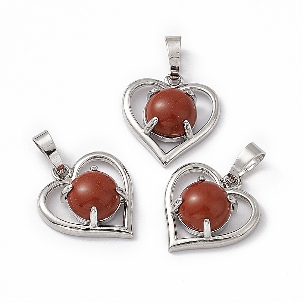 

PandaHall Natural Red Jasper Pendants, Heart Charms, with Platinum Tone Brass Findings, Cadmium Free & Nickel Free & Lead Free...