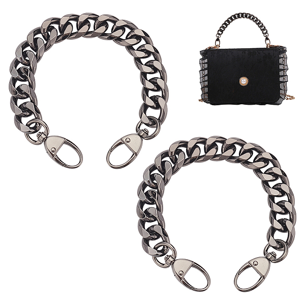 

PandaHall WADORN 2Pcs Aluminum Curb Chain Bag Handles, with Swivel Clasps, for Bag Replacement Accessories, Gunmetal, 29.5cm Aluminum
